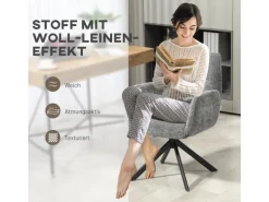 HOMCOM Sessel Drehbar Loungesessel mit Armlehne für Wohnzimmer Schlafzimmer Dunkelgrau