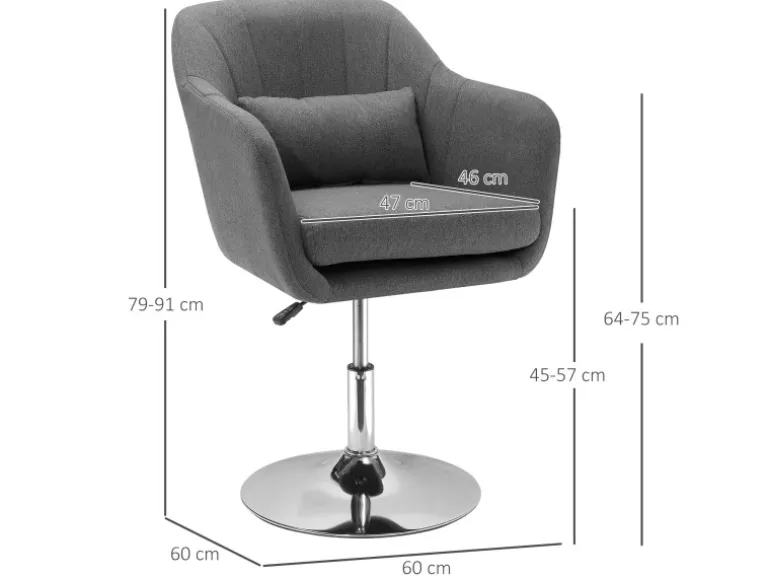 HOMCOM Sessel mit Armlehne Polyester Dunkelgrau 60B x 60T x 79-91H cm