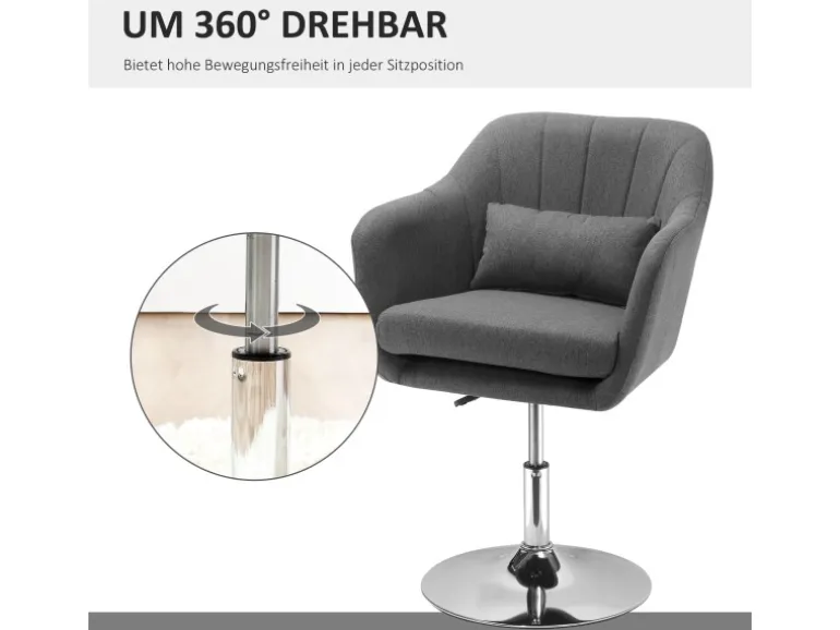 HOMCOM Sessel mit Armlehne Polyester Dunkelgrau 60B x 60T x 79-91H cm