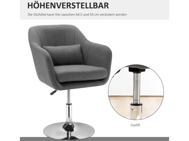 HOMCOM Sessel mit Armlehne Polyester Dunkelgrau 60B x 60T x 79-91H cm