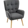 HOMCOM Sessel mit Holzbeine mit Samtoptik Samt Grau 75L x 66B x 100H cm