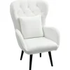 HOMCOM Sessel mit Holzbeine Polyester Weiß 88L x 75B x 106H cm