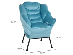 HOMCOM Sessel mit Seitentasche Polyester Blau 80L x 78B x 100H cm