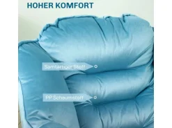 HOMCOM Sessel mit Seitentasche Polyester Blau 80L x 78B x 100H cm