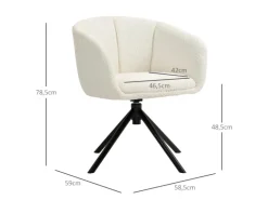 HOMCOM Sessel Polyester Metall Cremeweiß 58,5L x 59B x 78,5H cm