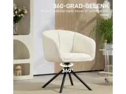 HOMCOM Sessel Polyester Metall Cremeweiß 58,5L x 59B x 78,5H cm