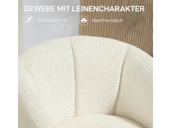 HOMCOM Sessel Polyester Metall Cremeweiß 58,5L x 59B x 78,5H cm