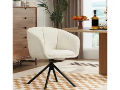 HOMCOM Sessel Polyester Metall Cremeweiß 58,5L x 59B x 78,5H cm