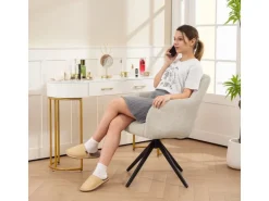 HOMCOM Sessel Wohnzimmer Loungesessel mit Stahlbeine Samtoptik für Schlafzimmer Beige