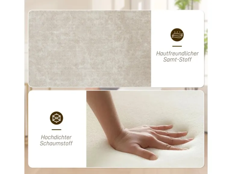 HOMCOM Sessel Wohnzimmer Loungesessel mit Stahlbeine Samtoptik für Schlafzimmer Beige
