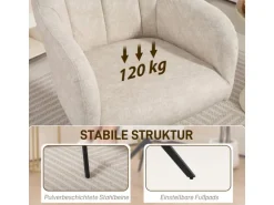 HOMCOM Sessel Wohnzimmer Loungesessel mit Stahlbeine Samtoptik für Schlafzimmer Beige