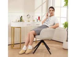 HOMCOM Sessel Wohnzimmer Loungesessel mit Stahlbeine Samtoptik für Schlafzimmer Beige
