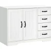 HOMCOM Sideboard mit 4 Schubladen Verstellbarem Einlegeboden Weiß 105 x 40 x 76 cm