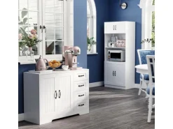 HOMCOM Sideboard mit 4 Schubladen Verstellbarem Einlegeboden Weiß 105 x 40 x 76 cm