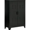 HOMCOM Sideboard mit 2 Verstellbaren Einlegeböden Schwarz 75 x 33 x 110 cm