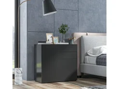 HOMCOM Sideboard mit Schublade Spanplatte MDF Schwarz 79L x 36B x 74H cm