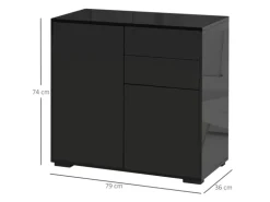 HOMCOM Sideboard mit Schublade Spanplatte MDF Schwarz 79L x 36B x 74H cm