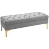HOMCOM Sitzbank mit Erhöhten Beinen Schlafzimmer Samt Hellgrau 118 x 45 x 42 cm