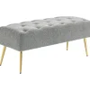 HOMCOM Sitzbank mit Lammwolle-Optik Knopfheftung Stahlbeine 112 x 41 x 46cm Grau