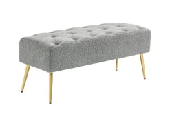 HOMCOM Sitzbank mit Lammwolle-Optik Knopfheftung Stahlbeine 112 x 41 x 46cm Grau
