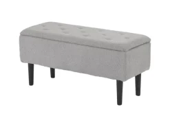 HOMCOM Sitzbank mit Stauraum Klappdeckel Samtoptik Grau 95 x 38 x 45 cm