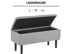 HOMCOM Sitzbank mit Stauraum Klappdeckel Samtoptik Grau 95 x 38 x 45 cm