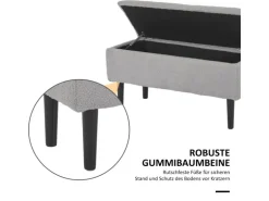 HOMCOM Sitzbank mit Stauraum Klappdeckel Samtoptik Grau 95 x 38 x 45 cm