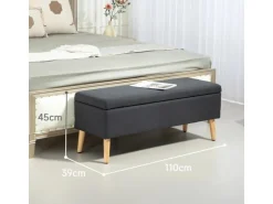 HOMCOM Sitzbank mit Stauraum Polsterbank 110 x 39 x 45 cm Dunkelgrau