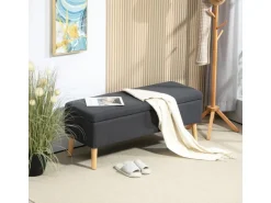 HOMCOM Sitzbank mit Stauraum Polsterbank 110 x 39 x 45 cm Dunkelgrau