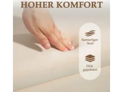 HOMCOM Sitzbank mit Stauraum Samt Holz Beige 100L x 40B x 42H cm