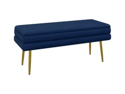 HOMCOM Sitzbank Polsterbank Stauraum Samtoptik Bettbank Blau 100 x 37 x 42 cm