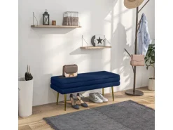 HOMCOM Sitzbank Polsterbank Stauraum Samtoptik Bettbank Blau 100 x 37 x 42 cm