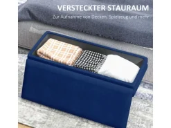 HOMCOM Sitzbank Polsterbank Stauraum Samtoptik Bettbank Blau 100 x 37 x 42 cm