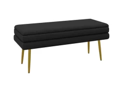 HOMCOM Sitzbank Polsterbank mit Stauraum Samtoptik Schwarz 100 x 37 x 42 cm