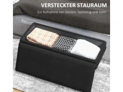 HOMCOM Sitzbank Polsterbank mit Stauraum Samtoptik Schwarz 100 x 37 x 42 cm