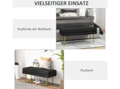 HOMCOM Sitzbank Polsterbank mit Stauraum Samtoptik Schwarz 100 x 37 x 42 cm