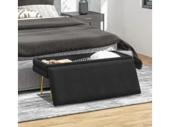 HOMCOM Sitzbank Polsterbank mit Stauraum Samtoptik Schwarz 100 x 37 x 42 cm