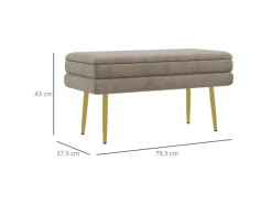 HOMCOM Sitzbank Polsterbank mit Stauraum Samtoptik Beige 79 x 37 x 43 cm