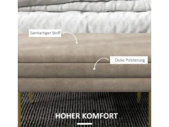 HOMCOM Sitzbank Polsterbank mit Stauraum Samtoptik Beige 79 x 37 x 43 cm