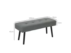 HOMCOM Sitzbank Polsterbank Cordbezug Getuftete Bettbank 100 x 36 x 45 cm Grau