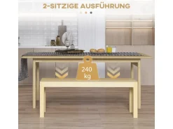 HOMCOM Sitzbank 2-Sitzer Kiefernholz 120 x 33 x 45 cm