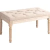 HOMCOM Sitzbank Vintage mit Knöpfen Leinenoptik 80 x 40 x 43cm Beige