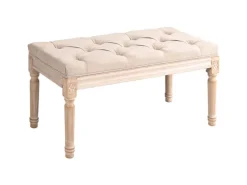HOMCOM Sitzbank Vintage mit Knöpfen Leinenoptik 80 x 40 x 43cm Beige
