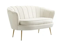 HOMCOM 2-Sitzer-Sofa Polyester Metall Cremeweiß 130L x 77B x 77H cm