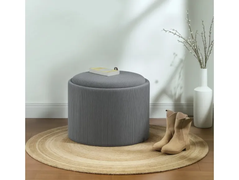 HOMCOM Sitzhocker mit Stauraum Hocker Polyester 56 x 56 x 42 cm Grau