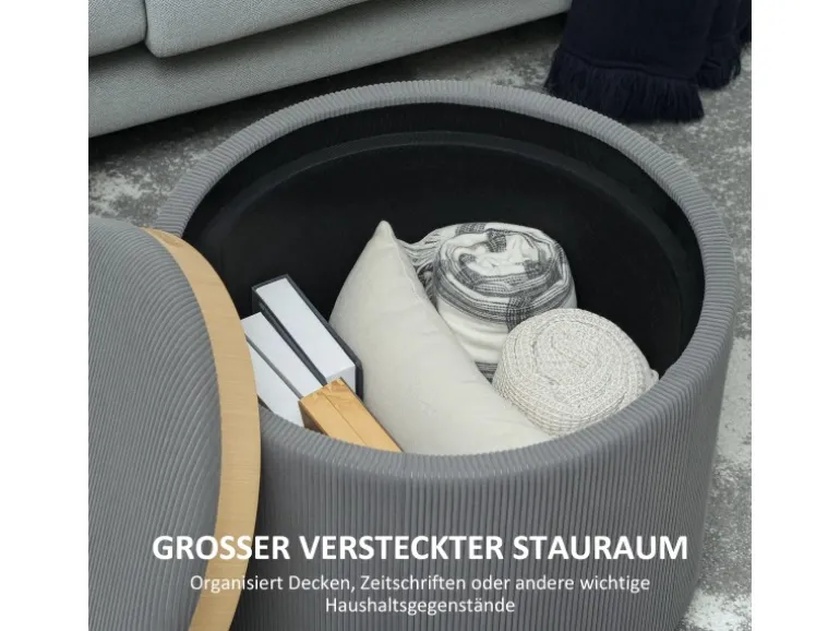 HOMCOM Sitzhocker mit Stauraum Hocker Polyester 56 x 56 x 42 cm Grau