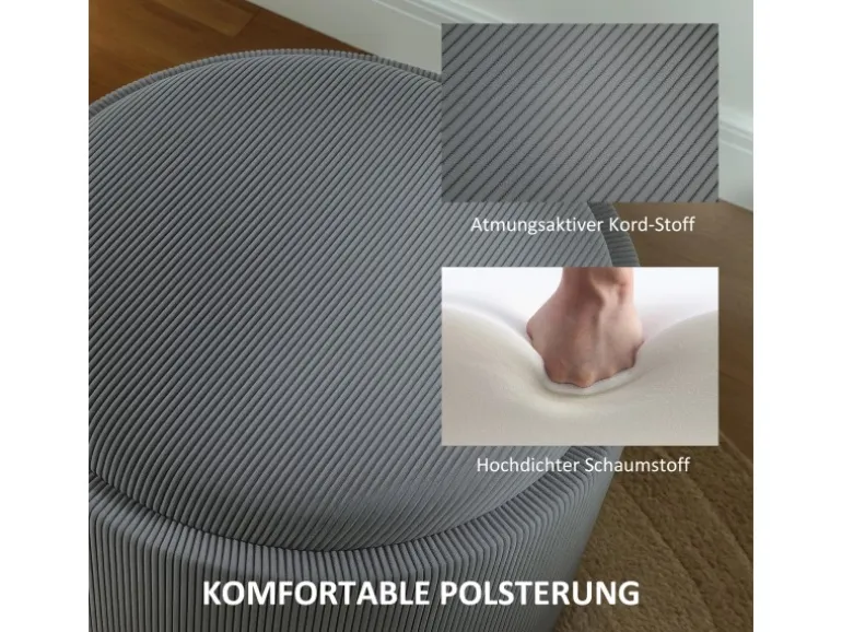 HOMCOM Sitzhocker mit Stauraum Hocker Polyester 56 x 56 x 42 cm Grau