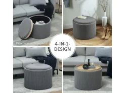 HOMCOM Sitzhocker mit Stauraum Hocker Polyester 56 x 56 x 42 cm Grau