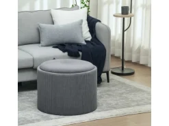 HOMCOM Sitzhocker mit Stauraum Hocker Polyester 56 x 56 x 42 cm Grau