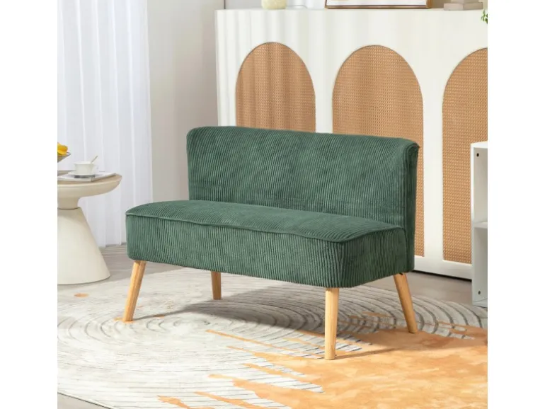 HOMCOM Sofa 2 Sitzer Modern Couch für Wohnzimmer 117 x 56 x 77 cm